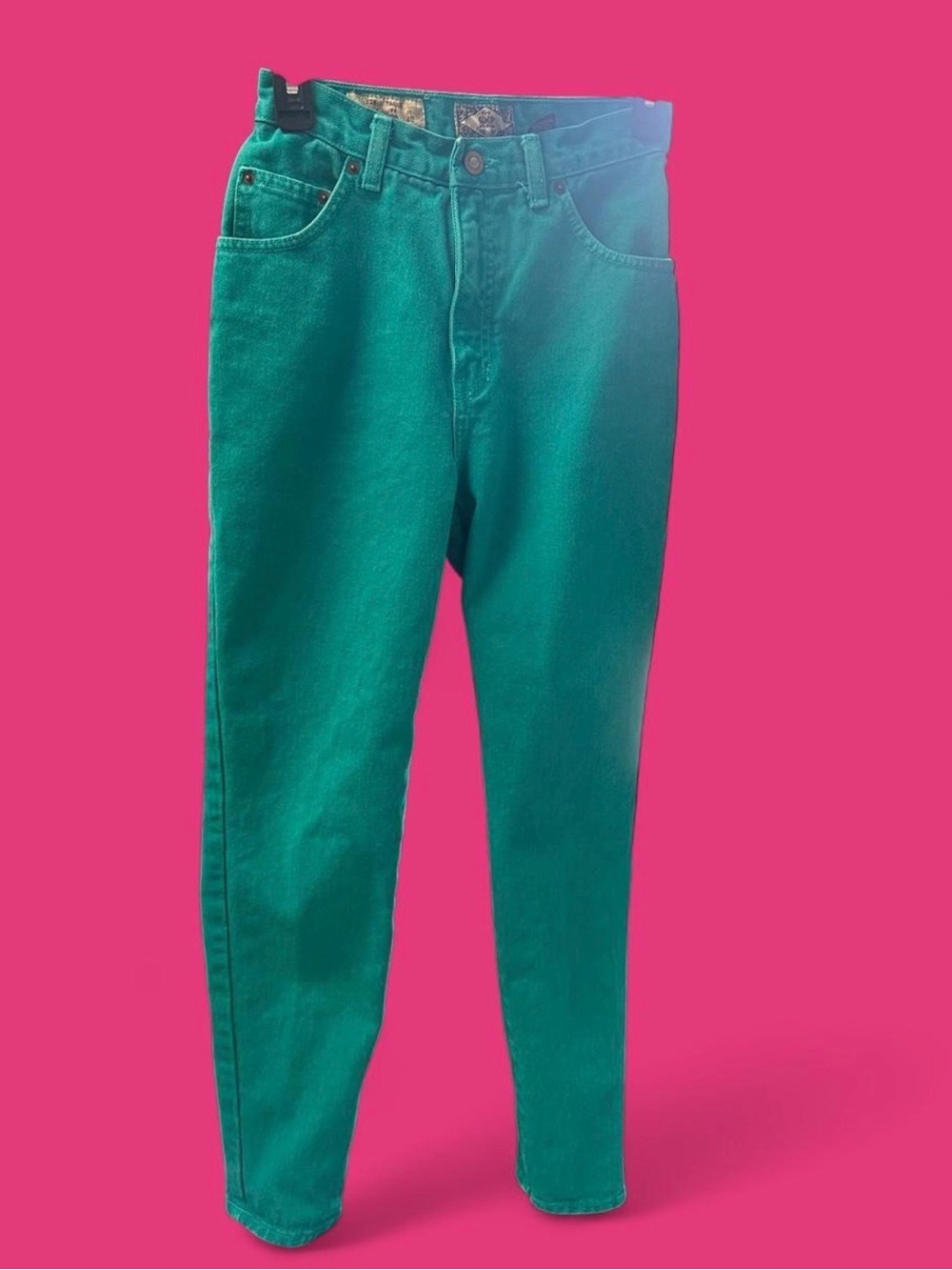 VTG 80s/90s Express Teal High-Waisted Tapered Mom Jeans